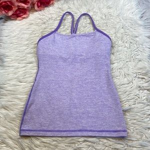Lululemon Purple Stripe Power Y Workout Tank Top sz 2